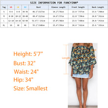 Load image into Gallery viewer, FANCYINN Womens Smocked Off Shoulder Top 3/4 Lace Patchwork Flared Sleeves Floral Ruffles Blouse
