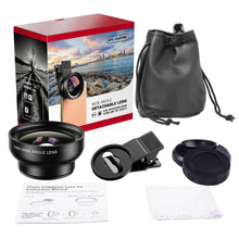 Load image into Gallery viewer, JERTHIS Pro Lens Kit for iPhone and Android, Macro and Wide Angle Lens with LED Light and Travel Case