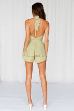 Load image into Gallery viewer, FANCYINN Women's Cute Summer Shorts Rompers Halter Neck Top Backless Tiered Ruffles Shorts Jumpsuits with Belt Floral