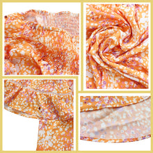 Load image into Gallery viewer, FANCYINN Womens Smocked Off Shoulder Top 3/4 Lace Patchwork Flared Sleeves Floral Ruffles Blouse