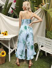 Load image into Gallery viewer, FANCYINN Womens Floral Loose Jumpsuits Rompers Spaghetti Strap Deep V Wide Leg Pants Ruffled Irregular Hem Summer Casual