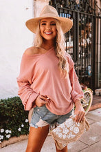 Load image into Gallery viewer, FANCYINN Women's Oversized Off Shoulder Pullover Tops Long Sleeve Loose Fit Waffle Knit Tops
