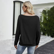 Load image into Gallery viewer, FANCYINN Women Sweatershirt Halloween Pumpkin Printed Off Shoulder Pullover Casual Graphic Fall Long Sleeve T Shirt Tops