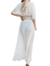 Load image into Gallery viewer, FANCYINN Womens Long Lace Cover up Sheer Bikini Coverups Kimono Tie Front Bathing Suit Swimsuit Beachwear