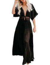 Load image into Gallery viewer, FANCYINN Womens Long Lace Cover up Sheer Bikini Coverups Kimono Tie Front Bathing Suit Swimsuit Beachwear