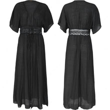 Load image into Gallery viewer, FANCYINN Womens Long Lace Cover up Sheer Bikini Coverups Kimono Tie Front Bathing Suit Swimsuit Beachwear