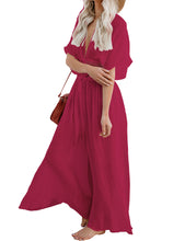 Load image into Gallery viewer, FANCYINN Womens Long Lace Cover up Sheer Bikini Coverups Kimono Tie Front Bathing Suit Swimsuit Beachwear