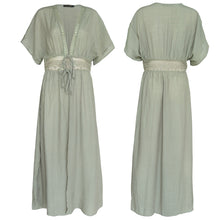 Load image into Gallery viewer, FANCYINN Womens Long Lace Cover up Sheer Bikini Coverups Kimono Tie Front Bathing Suit Swimsuit Beachwear