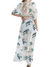 Load image into Gallery viewer, FANCYINN Womens Long Lace Cover up Sheer Bikini Coverups Kimono Tie Front Bathing Suit Swimsuit Beachwear