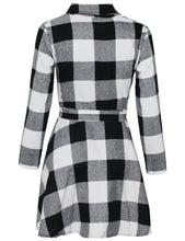 Load image into Gallery viewer, Ladies Autumn Plaid Checks Slim Long Sleeve Casual Mini Tunic Shirt Tartan Dress