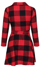 Load image into Gallery viewer, Ladies Autumn Plaid Checks Slim Long Sleeve Casual Mini Tunic Shirt Tartan Dress