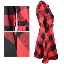 Load image into Gallery viewer, Ladies Autumn Plaid Checks Slim Long Sleeve Casual Mini Tunic Shirt Tartan Dress