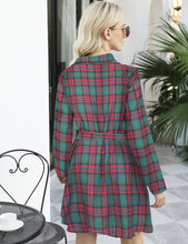 Load image into Gallery viewer, Ladies Autumn Plaid Checks Slim Long Sleeve Casual Mini Tunic Shirt Tartan Dress