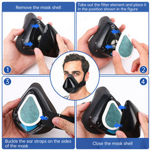 Load image into Gallery viewer, JERTHIS Dust Face Mask with Extra 6 Activated Carbon Filters for Woodworking Construction Mowing Cycling