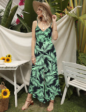 Load image into Gallery viewer, FANCYINN Womens Floral Loose Jumpsuits Rompers Spaghetti Strap Deep V Wide Leg Pants Ruffled Irregular Hem Summer Casual