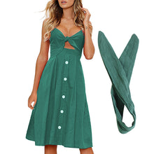 Load image into Gallery viewer, Womens Dresses Summer Tie Front Spaghetti Strap A-Line Backless Swing Midi Dress