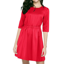 Load image into Gallery viewer, Women Girl Half Sleeve Christmas Santa Claus Prints Backless Flared A Line Dress