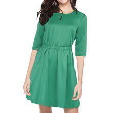 Load image into Gallery viewer, Women Girl Half Sleeve Christmas Santa Claus Prints Backless Flared A Line Dress