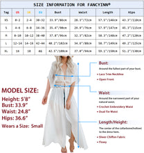 Load image into Gallery viewer, FANCYINN Womens Long Lace Cover up Sheer Bikini Coverups Kimono Tie Front Bathing Suit Swimsuit Beachwear
