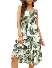 Load image into Gallery viewer, FANCYINN Womens Striped Backless Mermaid Dress Cap Sleeves A Line Fit and Flare Midi Casual Dresses with Belt
