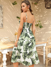 Load image into Gallery viewer, FANCYINN Womens Striped Backless Mermaid Dress Cap Sleeves A Line Fit and Flare Midi Casual Dresses with Belt
