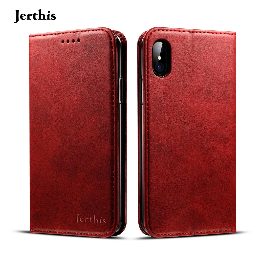 JERTHIS Compatible with iPhone 12 Pro Max Case leather case, Apple protective case, card flip type