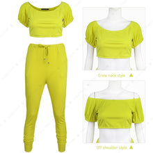 Load image into Gallery viewer, Women Off Shoulder 2 Pieces Outfits Tracksuit Strapless Crop Tops Sweatpants Set
