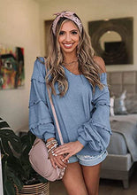 Load image into Gallery viewer, FANCYINN Women&#39;s Oversized Off Shoulder Pullover Tops Long Sleeve Loose Fit Waffle Knit Tops
