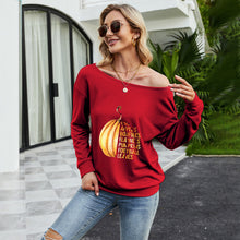 Load image into Gallery viewer, FANCYINN Women Sweatershirt Halloween Pumpkin Printed Off Shoulder Pullover Casual Graphic Fall Long Sleeve T Shirt Tops
