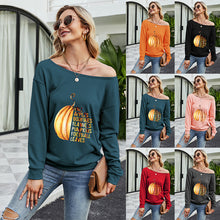 Load image into Gallery viewer, FANCYINN Women Sweatershirt Halloween Pumpkin Printed Off Shoulder Pullover Casual Graphic Fall Long Sleeve T Shirt Tops
