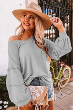 Load image into Gallery viewer, FANCYINN Women&#39;s Oversized Off Shoulder Pullover Tops Long Sleeve Loose Fit Waffle Knit Tops
