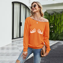 Load image into Gallery viewer, FANCYINN Women Sweatershirt Halloween Skeleton Printed Off Shoulder Pullover Casual Graphic Fall Long Sleeve T Shirt Tops
