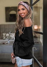 Load image into Gallery viewer, FANCYINN Women&#39;s Oversized Off Shoulder Pullover Tops Long Sleeve Loose Fit Waffle Knit Tops

