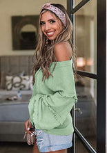 Load image into Gallery viewer, FANCYINN Women&#39;s Oversized Off Shoulder Pullover Tops Long Sleeve Loose Fit Waffle Knit Tops
