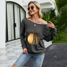 Load image into Gallery viewer, FANCYINN Women Sweatershirt Halloween Pumpkin Printed Off Shoulder Pullover Casual Graphic Fall Long Sleeve T Shirt Tops
