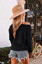 Load image into Gallery viewer, FANCYINN Women&#39;s Oversized Off Shoulder Pullover Tops Long Sleeve Loose Fit Waffle Knit Tops
