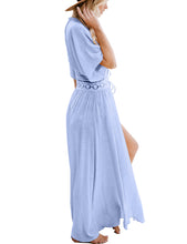 Load image into Gallery viewer, FANCYINN Womens Long Lace Cover up Sheer Bikini Coverups Kimono Tie Front Bathing Suit Swimsuit Beachwear
