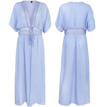 Load image into Gallery viewer, FANCYINN Womens Long Lace Cover up Sheer Bikini Coverups Kimono Tie Front Bathing Suit Swimsuit Beachwear
