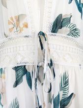 Load image into Gallery viewer, FANCYINN Womens Long Lace Cover up Sheer Bikini Coverups Kimono Tie Front Bathing Suit Swimsuit Beachwear
