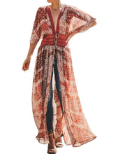 Load image into Gallery viewer, FANCYINN Womens Long Lace Cover up Sheer Bikini Coverups Kimono Tie Front Bathing Suit Swimsuit Beachwear

