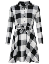 Load image into Gallery viewer, Ladies Autumn Plaid Checks Slim Long Sleeve Casual Mini Tunic Shirt Tartan Dress
