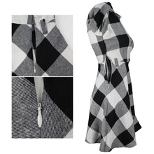 Load image into Gallery viewer, Ladies Autumn Plaid Checks Slim Long Sleeve Casual Mini Tunic Shirt Tartan Dress
