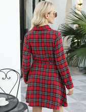 Load image into Gallery viewer, Ladies Autumn Plaid Checks Slim Long Sleeve Casual Mini Tunic Shirt Tartan Dress
