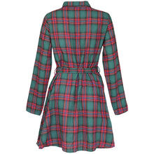 Load image into Gallery viewer, Ladies Autumn Plaid Checks Slim Long Sleeve Casual Mini Tunic Shirt Tartan Dress
