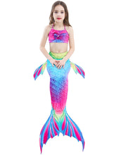 Load image into Gallery viewer, Swimmable Mermaid tails 3Pcs monofin Bikini Girls kids Cosplay Gift Swimwear
