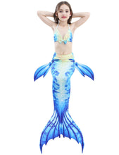Load image into Gallery viewer, Swimmable Mermaid tails 3Pcs monofin Bikini Girls kids Cosplay Gift Swimwear
