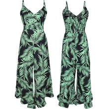 Load image into Gallery viewer, FANCYINN Womens Floral Loose Jumpsuits Rompers Spaghetti Strap Deep V Wide Leg Pants Ruffled Irregular Hem Summer Casual
