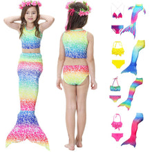 Load image into Gallery viewer, Kids Girls 3Pcs Mermaid Tail Swimming Bikini Set Swimwear Sparkle Swimmable
