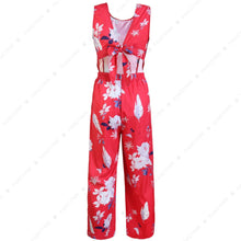 Load image into Gallery viewer, Womens Floral Prints Bow Tie Back Sleeveless High Waist Jumpsuit Romper Wide Leg
