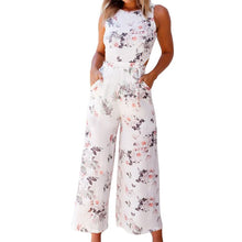 Load image into Gallery viewer, Womens Floral Prints Bow Tie Back Sleeveless High Waist Jumpsuit Romper Wide Leg
